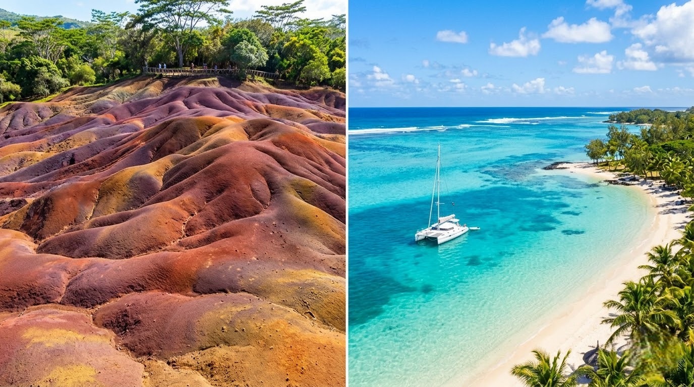 Chamarel Seven Coloured Earths and Ile aux Cerfs lagoon, Mauritius — part of Spice Travel's September holiday package