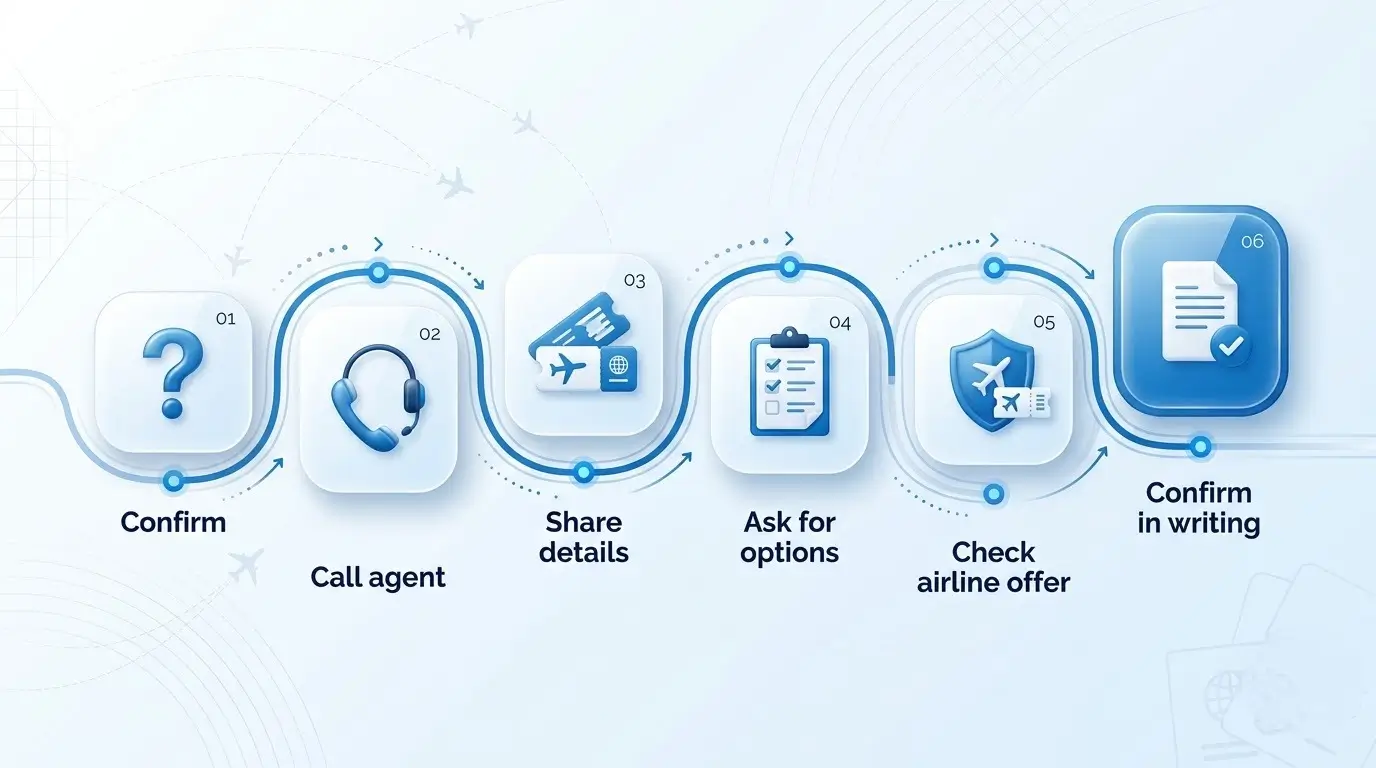 Six-step first-hour checklist for corporate flight rebooking after a cancellation