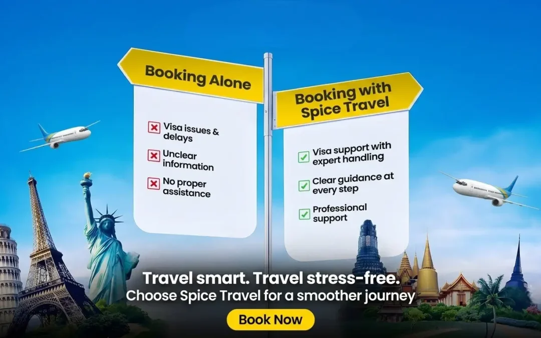 Travel consultant reviewing a corporate flight booking with a company manager in Nairobi